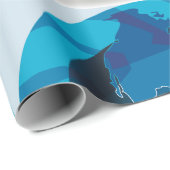 Papier Cadeau Carte du monde Globe Bleu Moderne (Coin rond)