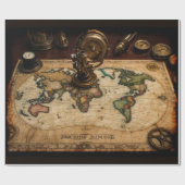 Papier Cadeau Carte du monde Steampunk Olde (Plat)
