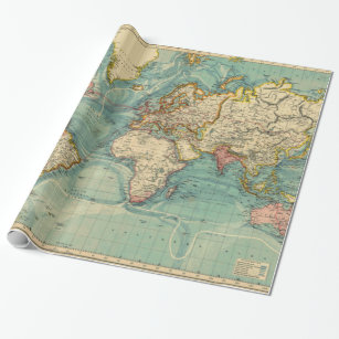 Papier Cadeau Carte du monde Vintage
