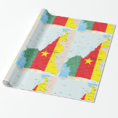 Papier Cadeau Carte Du Papier D'Enveloppement Du Cameroun (Déroulé)
