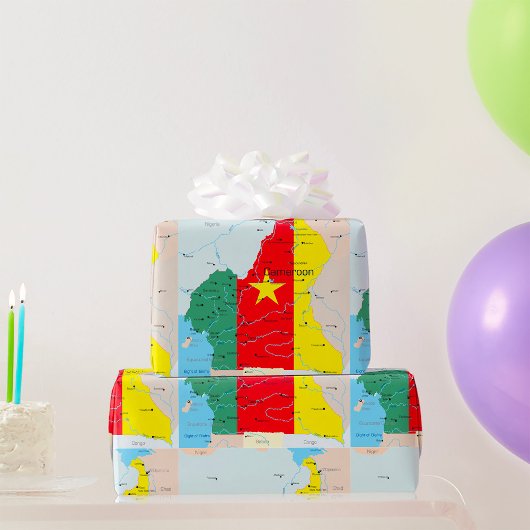 Papier Cadeau Carte Du Papier D'Enveloppement Du Cameroun