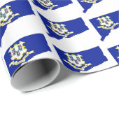 Papier Cadeau Carte et sceau de l'état du Connecticut (Coin rond)