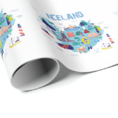 Papier Cadeau Carte Islande (Coin rond)