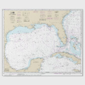 Papier Cadeau Carte marine du golfe de Floride du Mexique Marine (Plat)