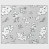 Papier Cadeau carte marine monotone antique pirate (Plat)