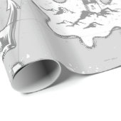 Papier Cadeau carte marine monotone antique pirate (Coin rond)