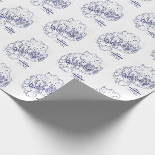 Papier Cadeau Carte MN de l'île du désert vintage Stylisé bleu