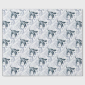 Papier Cadeau Carte Orca bleu (Plat)