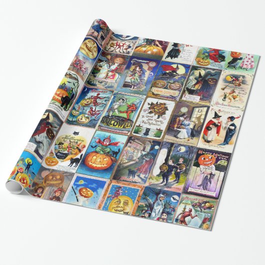 Papier Cadeau Carte postale de cru de Halloween (Déroulé)