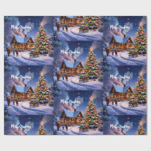 Papier Cadeau Carte postale de Noël (Plat)