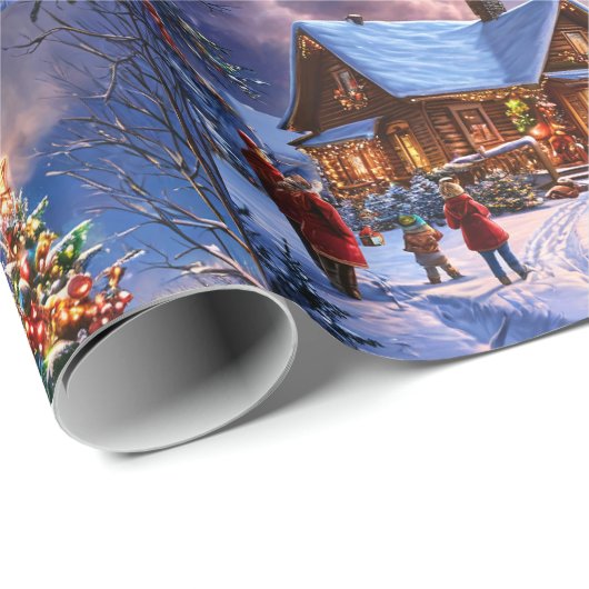 Papier Cadeau Carte postale de Noël (Coin rond)