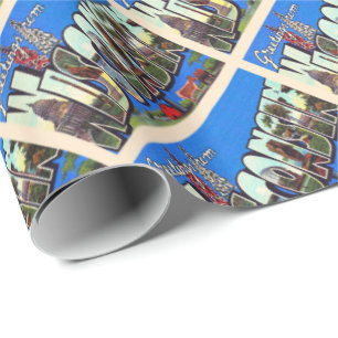 Papier Cadeau Carte postale Vintage à grande lettre de l'État