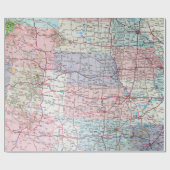 Papier Cadeau Carte routière du Midwest (Plat)