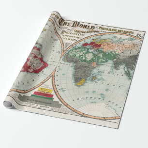 Papier Cadeau Carte vintage 1902 des religions missionnaires dan