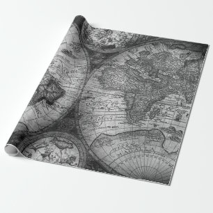 Papier Cadeau carte vintage ancien monde