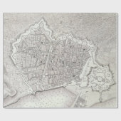 Papier Cadeau Carte vintage de Barcelone Espagne (1806) (Plat)