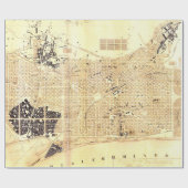 Papier Cadeau Carte vintage de Barcelone Espagne (1859) (Plat)