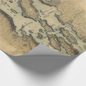 Papier Cadeau Carte vintage de lac Champlain (1865) (Coin)