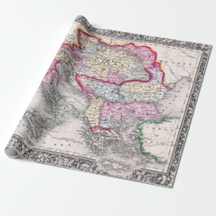 Papier Cadeau Carte vintage de l'Europe Autriche Italie Turquie