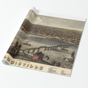 Papier Cadeau Carte vintage de Louisville (1876)