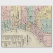 Papier Cadeau Carte vintage de Milwaukee Wisconsin (1878) (Plat)