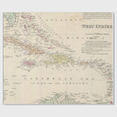 Papier Cadeau Carte vintage des Caraïbes (1850) (Plat)