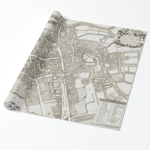 Papier Cadeau Carte vintage d'Oxford Angleterre (1675)