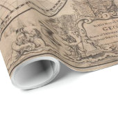 Papier Cadeau Carte vintage du monde (1709) (Coin rond)