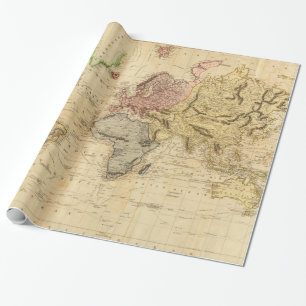 Papier Cadeau Carte vintage du monde (1831)