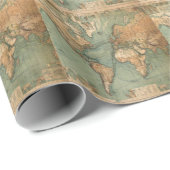 Papier Cadeau Carte vintage du monde antique (Coin rond)