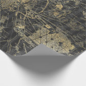 Papier Cadeau Carte vintage grise et dorée (Coin)