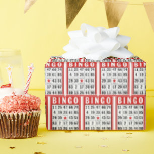 Papier Cadeau Cartes de bingo rouges et blanches