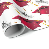 Papier Cadeau Cartes de diplômes rouges avec diplôme (Coin rond)