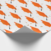 Papier Cadeau Cartes de Graduation Orange et Confetti Or (Coin)