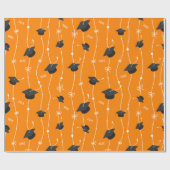 Papier Cadeau Cartes de graduation orange et ruban (Plat)