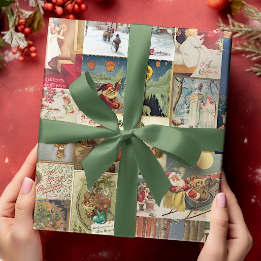 Papier Cadeau Cartes de voeux de Noël Antique Motif