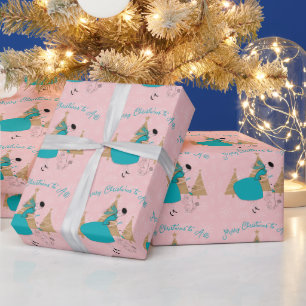 Papier Cadeau Cartes de vœux de Noël de dame vintage 1950