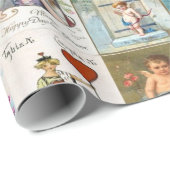 Papier Cadeau Cartes Valentine vintages (Coin rond)