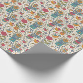 Papier Cadeau Cartographie à motifs floraux avec oiseaux 2 (Coin)