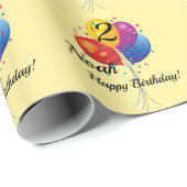 Papier Cadeau CARTOGRAPHIE D'Anniversaire NOM ANNÉE Ballons (Coin rond)
