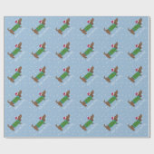Papier Cadeau Carton bleu sur mesure Cute Daschund et Snowflakes (Plat)