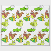 Papier Cadeau Carton Caterpillar Vert Jaune Brown (Plat)