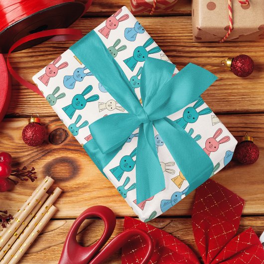 Papier Cadeau Carton de lapin multicolore