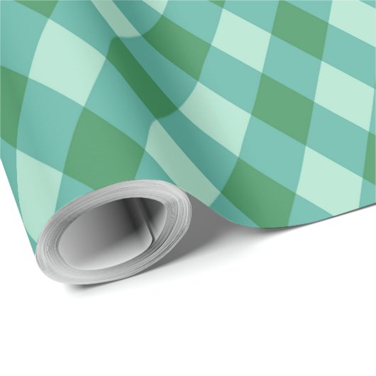 Papier Cadeau Carton de Noël Rétro - Vert & Turquoise (Coin rond)