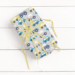 Papier Cadeau Carton de voitures millésimées multicolores