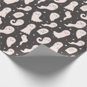 Papier Cadeau Carton mignon Halloween Ghost Dessin noir blanc (Coin)