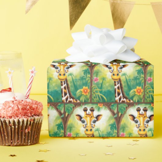 Papier Cadeau Cartoon Anniversaire Giraffe (Fête d'anniversaire)