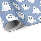 Papier Cadeau Cartoon Baby Ghosts Papier d'enveloppement bleu (Coin rond)