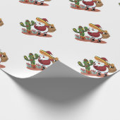 Papier Cadeau Cartoon cactus and Santa Claus wearing a sombrero (Coin)