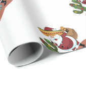 Papier Cadeau Cartoon cactus and Santa Claus wearing a sombrero (Coin rond)